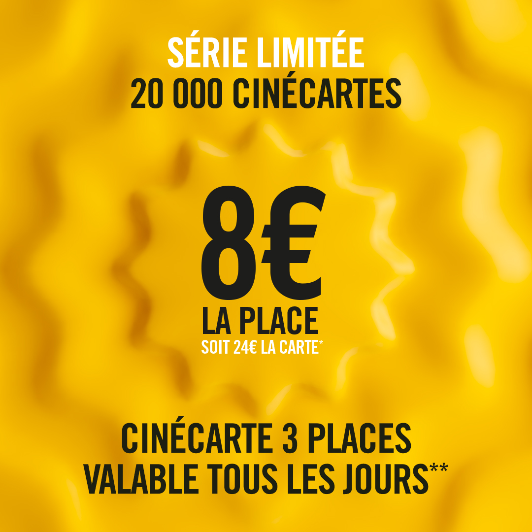 Au tarif de 8€ la place, profitez de 3 séances dans tous les cinémas Pathé en France (offre valable jusqu'au 26 juin, dans la limite des 20 000 CinéCartes disponibles). Plus d'infos ici : spkl.io/60114Niu9