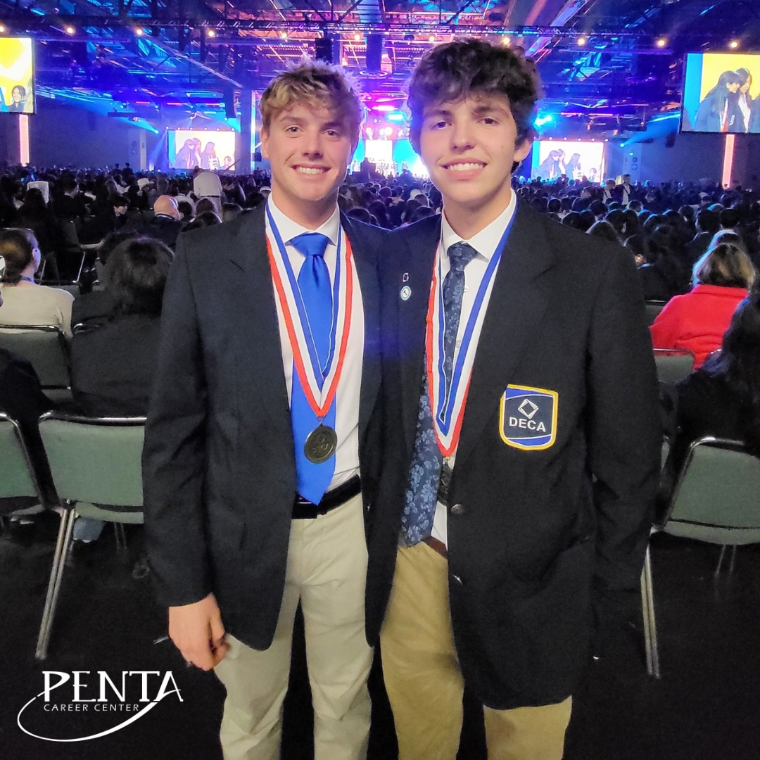 Congrats to Evan Stigall & Samuel Rodriguez from Penta-Anthony Wayne Marketing Education! 🏆 They snagged Top 10 awards at the 2024 DECA International Career Development Conference in Anaheim, CA. Nailing the Business Law & Ethics Team contest, they're unstoppable! #SuccessReady