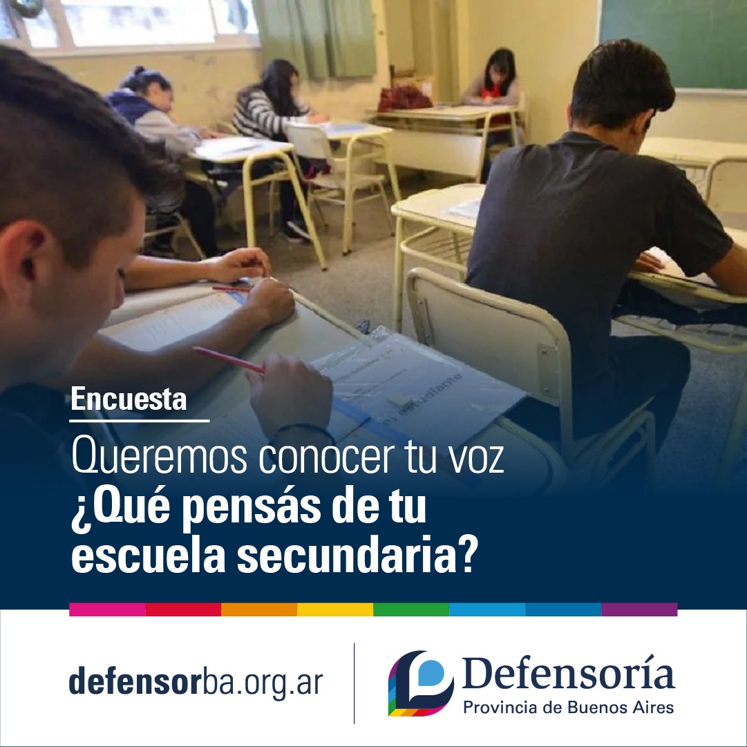 🤔🏫 ¿Qué pensás de tu escuela secundaria?

✅ Participa de nuestra encuesta.

👤 Es confidencial y anónima.

👨‍💻 Ingresá acá 👇 
encuestas.defensorba.org.ar/index.php/5737…