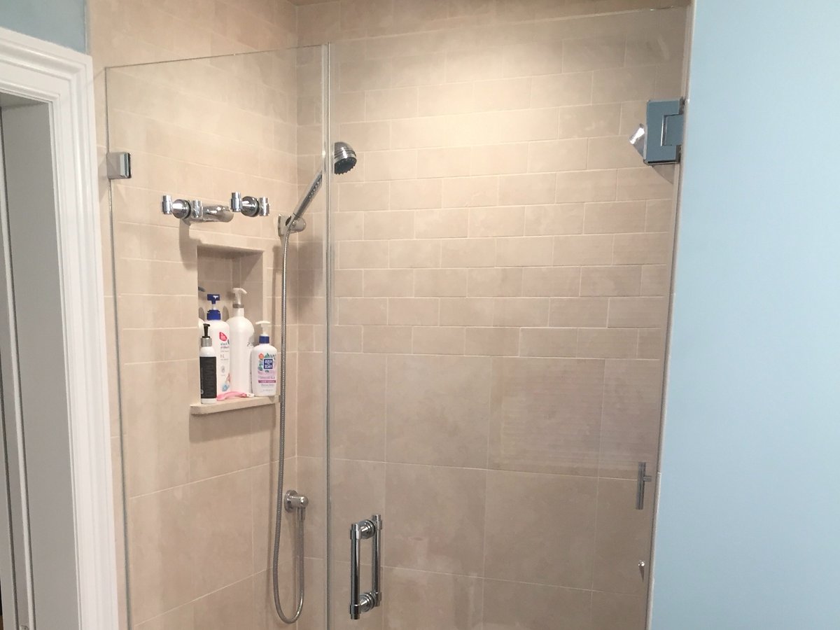 We just did a major upgrade to our clients bathroom. A frameless glass shower was installed and it has completely transformed the space. #bathroomupgrade #glass #customshower #shower #glassshower #framelessshower #glassdoor #bathroomdecor #showerdesign #interiordesign