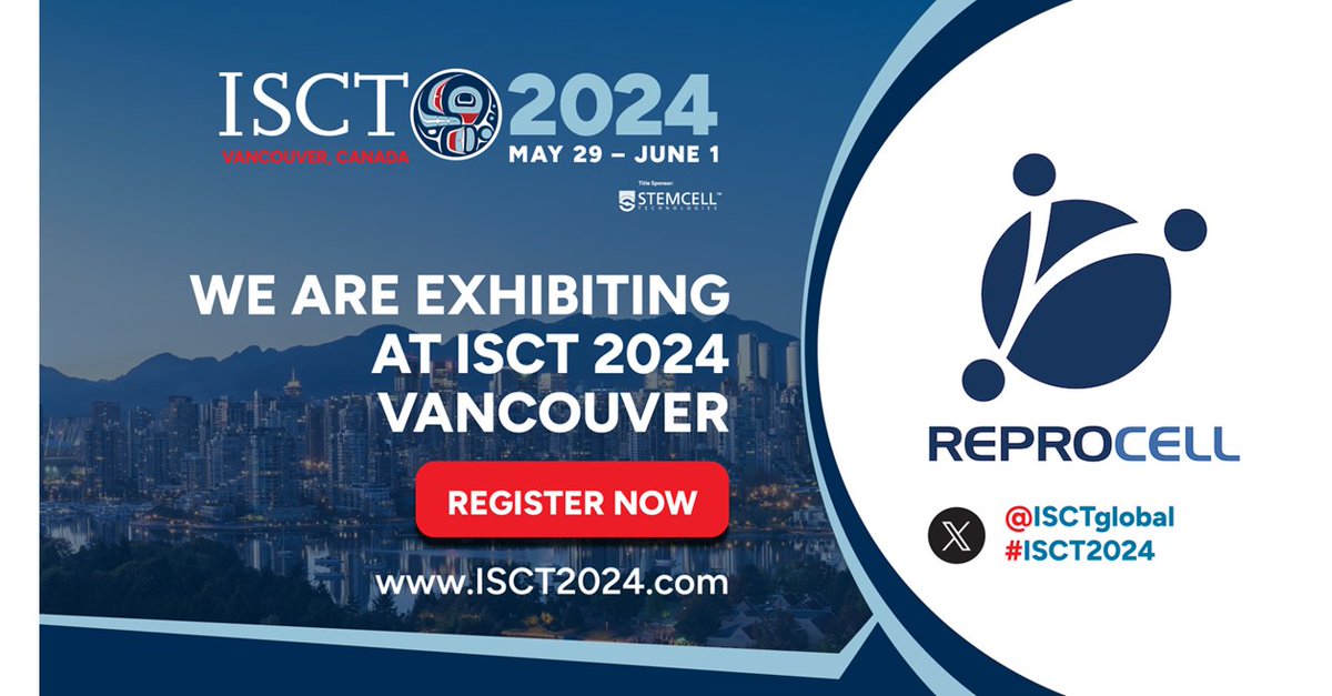 @ISCTglobal is holding their annual conference in Vancouver this year, and REPROCELL will be there!  
# ISCT2024 conference will bring together scientist for around the word to learn the latest developments in #CellTherapy. 
Join Sarah and Joey at Booth 322 in Vancouver.