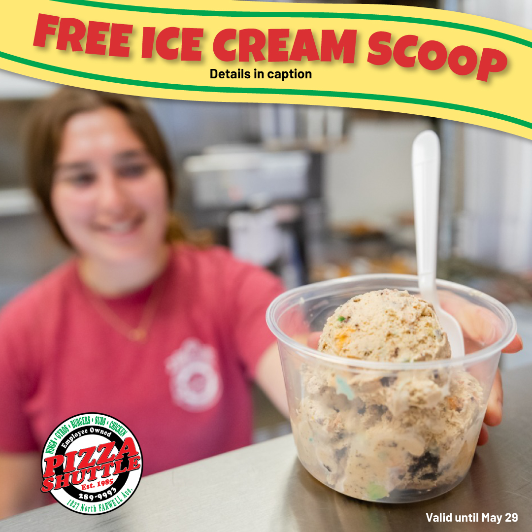 Satisfy your sweet tooth! 🍨 Here's how to claim your FREE scoop:

1. Follow this page
2. Share this post on your feed or story
3. Tag us in the shared post

Show us proof that you completed all three steps at the counter and enjoy a scoop on us!

#PizzaShuttle #MKE #Pizza