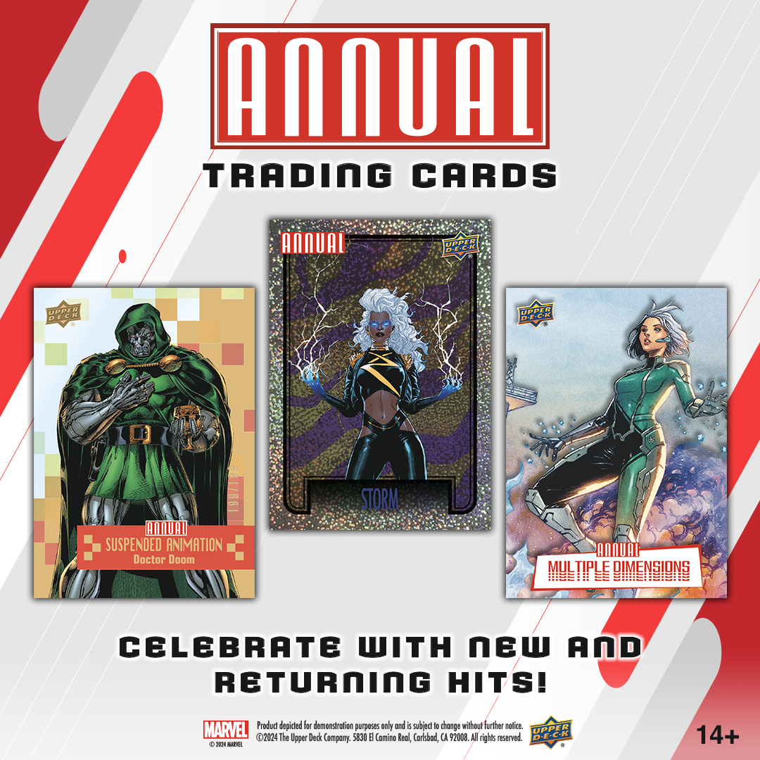 Collect the highlights of Marvel Comics with Marvel Annual trading cards, available now! Hunt for coveted autographs from talented Comic Creators, glimmering Backscatters, amazing Multiple Dimensions lenticulars, and numbered Suspended Animation cards! #Marvel #CollectTheBest