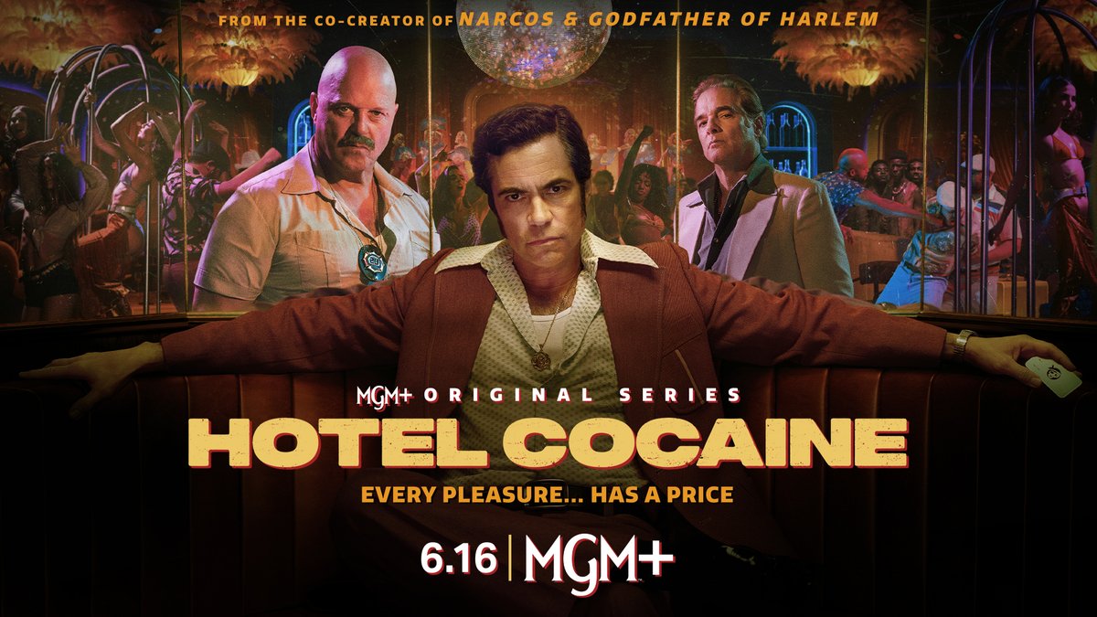 Take a seat before lines are out the door. ❄️ @TheDannyPino, @MichaelChiklis and @YulVazquez star in #HotelCocaine, premiering June 16 only on #MGMplus.