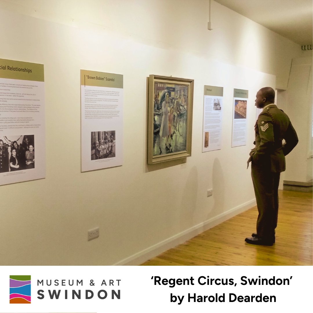Have you visited ‘Lest We Forget’ at @LydiardMuseum yet? This exhibition explores the black contribution to the World Wars in Wiltshire & features several important pieces from our collection, including Harold Dearden’s painting ‘Regent Circus, Swindon’. l8r.it/ahay