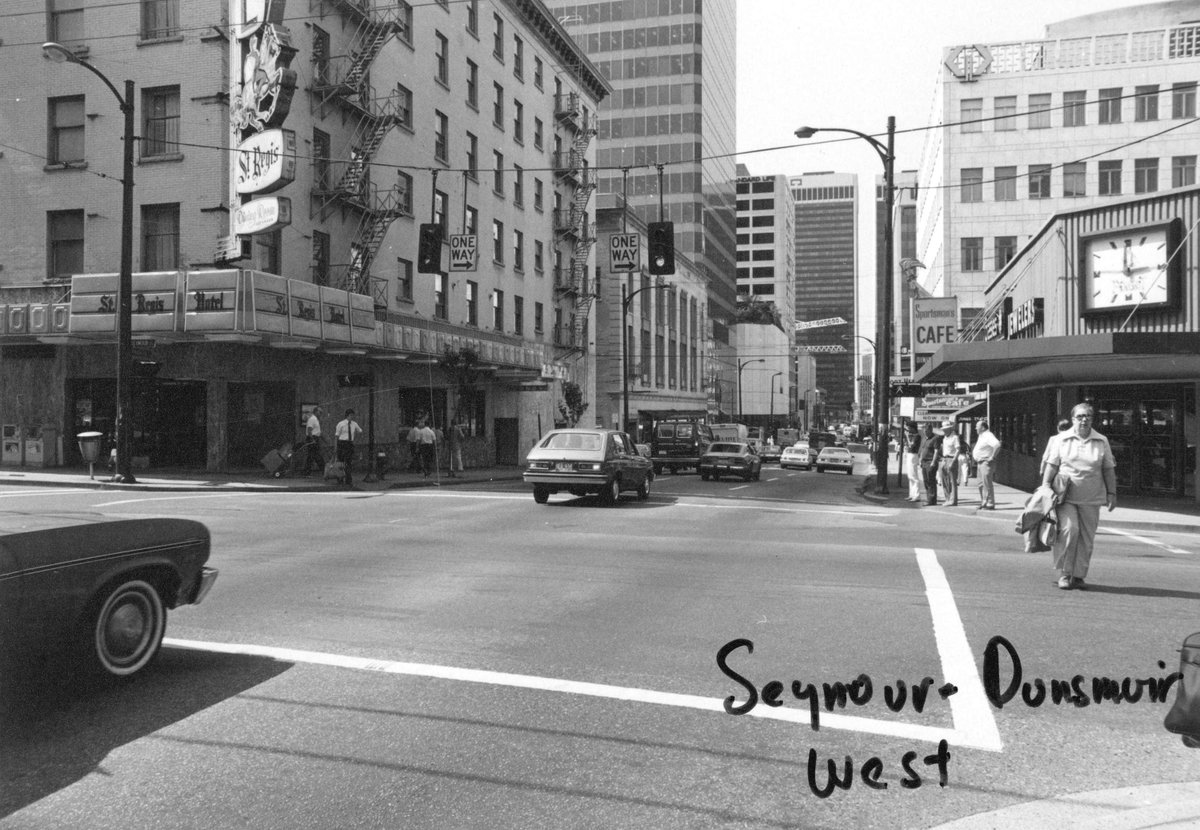 Tell us about some of the changes you have witnessed over the years here in Vancouver. Images: The intersection of Seymour and Dunsmuir Sts - ca. 1910, 1970's and [btw 1980 and 1997] Ref. code: CVA 319-05, CVA 69-21.03, CVA 772-1371 ow.ly/7Vjx50Rr9FZ #NeighborhoodLove
