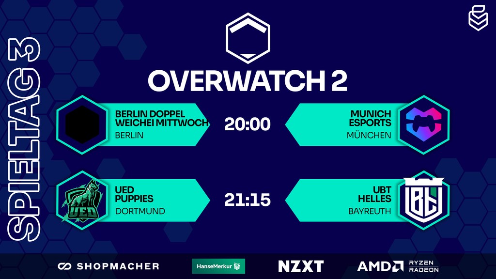 In der ersten #OW2 Liga treffen heute die Tabellenspitze und der Tabellenletzte aufeinander 💥Was ist eure prediciton? ⚔️BDWM vs. @munich_esports ⚔️@UEDortmund vs. @esportubt 🎥@Cinzzya 🎬️@Pimpoluxe 🎙️@Jakob_leps & @markusodersowas