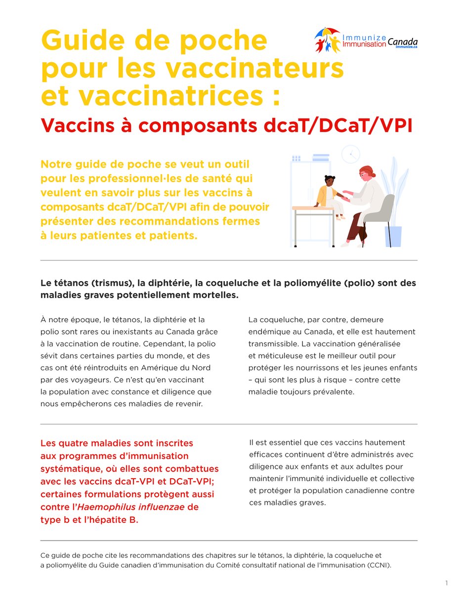 Pour les professionnel·les de la santé | Guide de poche pour les vaccinateurs et vaccinatrices : Vaccins à composants dcaT/DCaT/VPI | immunize.ca/sites/default/… #LesVaccinsÇaMarche #FaitesVousVacciner