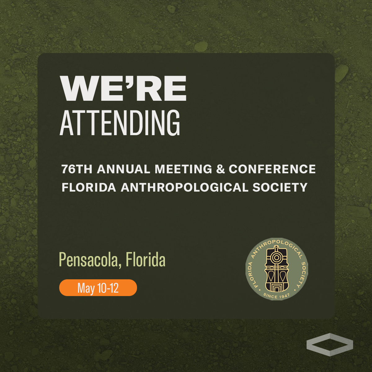 SEARCH_Inc's tweet photo. SEARCH heads to Pensacola for the 76th Annual Meeting of the Florida Anthropological Society. We look forward to learning about new research, rekindling with colleagues, and meeting new faces.

📅 May 10-12
📍 Pensacola, FL
➡️ https://t.co/4AGnq5v7pU

#CulturalResources #Archaeology #Florida
@UWF