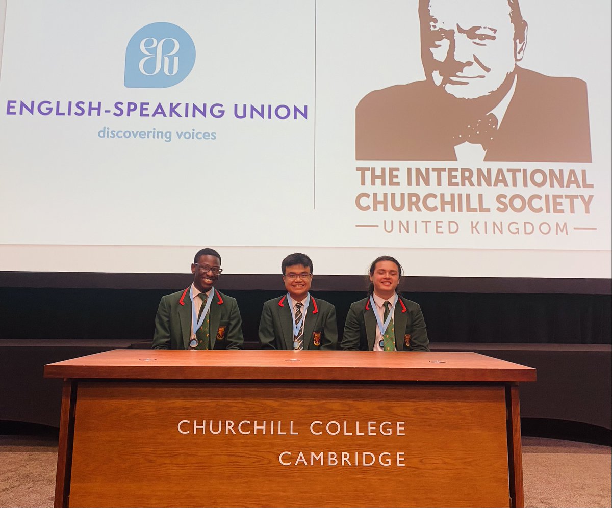 Congratulations to the @agsb_official English Speaking Union team who defeated over 350 schools to reach the finals which were held at Churchill College, Cambridge. Although they just missed out on the title, Tosin, Leo and Yuvan should be extremely proud of their achievements.