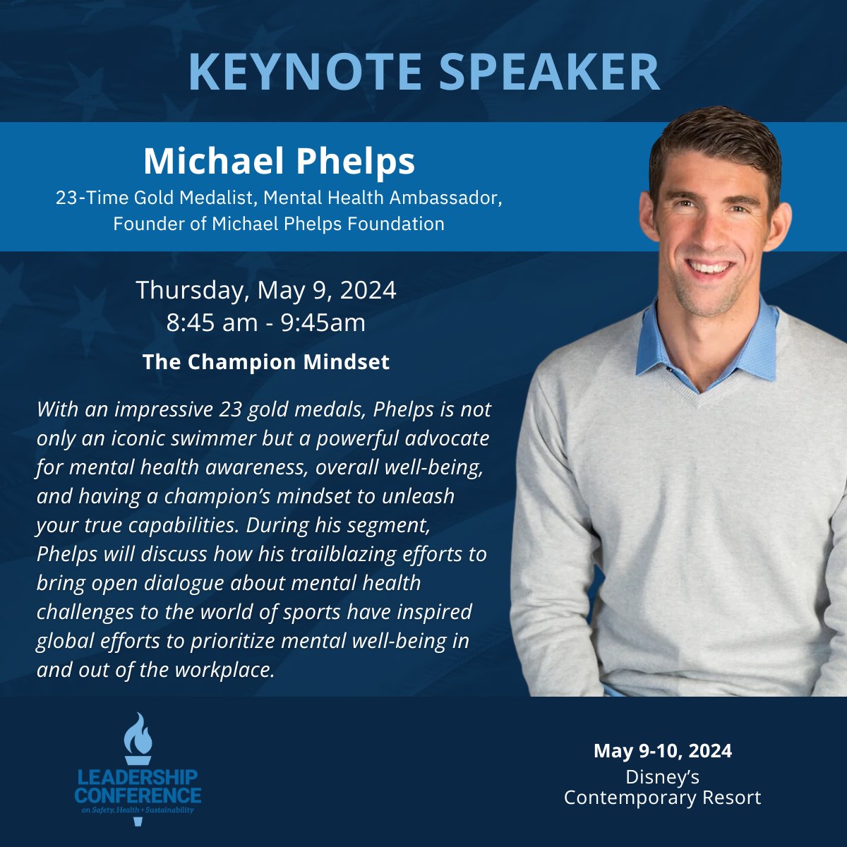 Who better to learn from about the importance of mental health in human performance than 23-time gold medal winner Michael Phelps?

Join us for his keynote TOMORROW at 8:45 a.m. at #FLLeadershipConference24. Don't miss this transformative opportunity.