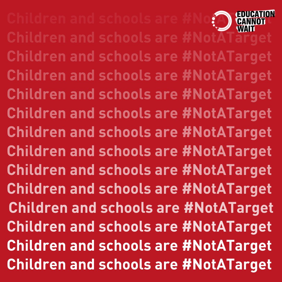 As the Global Fund for Education in Emergencies & Protracted crises within the @UN, #ECW is a strong supporter of #SafeSchoolsDeclaration. 🛑Schools+other civilian infrastructure must be protected from attacks+military use. 🛑Children must be protected. They are #NotATarget.