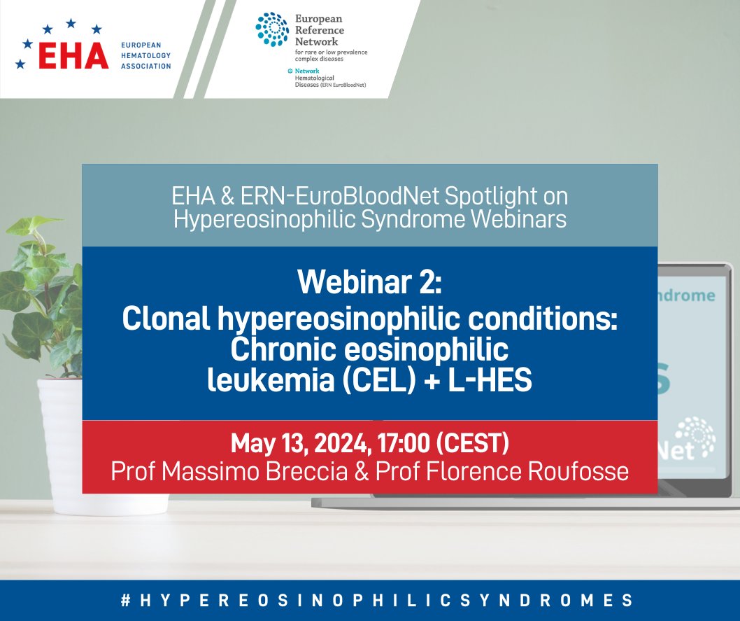 🔬 Our webinar series on #HypereosinophilicSyndromes continues next week! 🎙️Join the conversation as Prof Massimo Breccia and Prof Florence Roufosse dig into the complexities of chronic eosinophilic leukemia and L-HES. Register here: eha.fyi/EHA-ERN_HESweb…