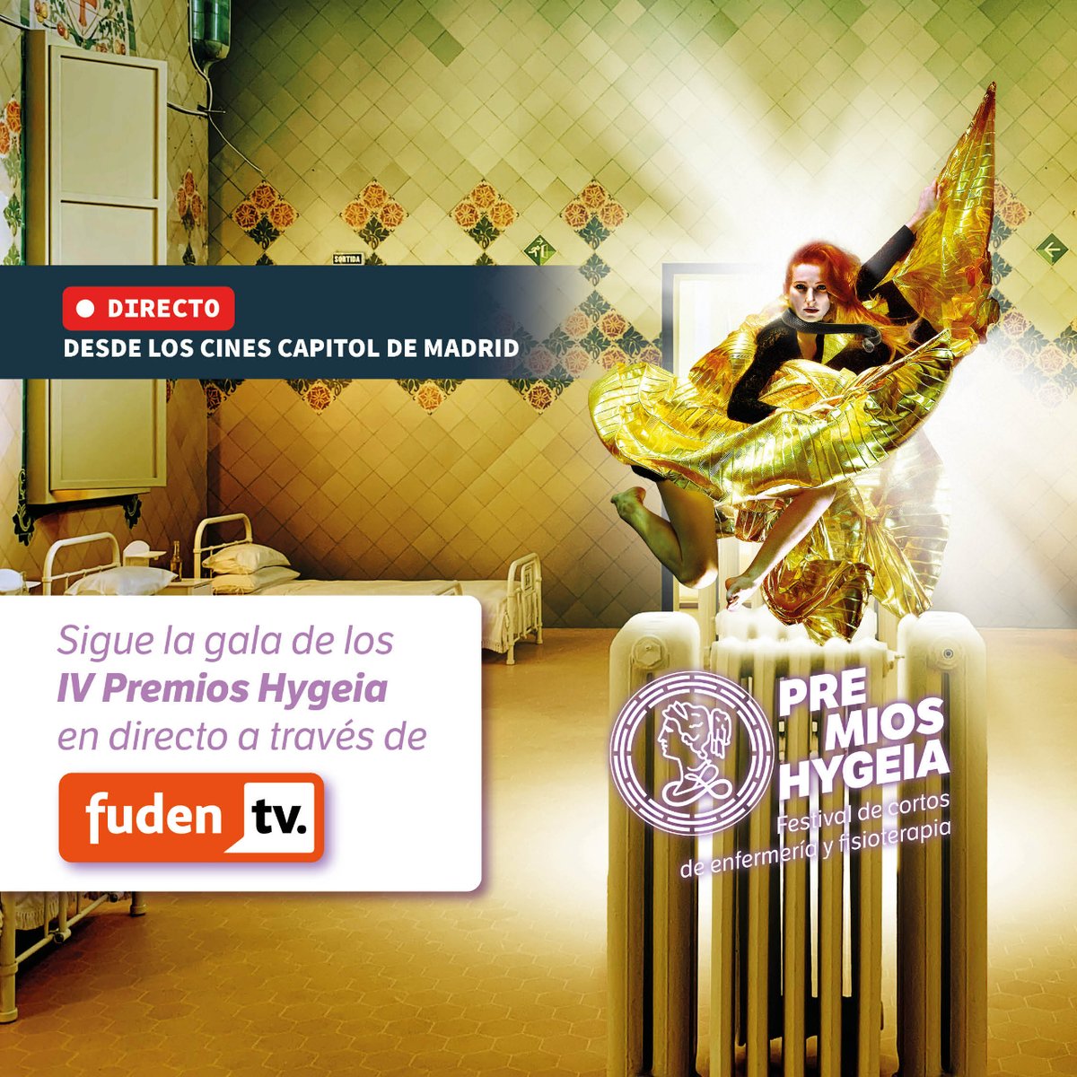 Sigue la IV Gala de los #PremiosHygeia a través de FUDEN TV.

✨ Este jueves 9 de mayo a las 19:00 h. celebramos la IV edición de los Premios Hygeia, el festival de cortos de enfermería y fisioterapia.

📹 Podrás seguir en directo la gala a través de fudentv.es/video/sigue-la…