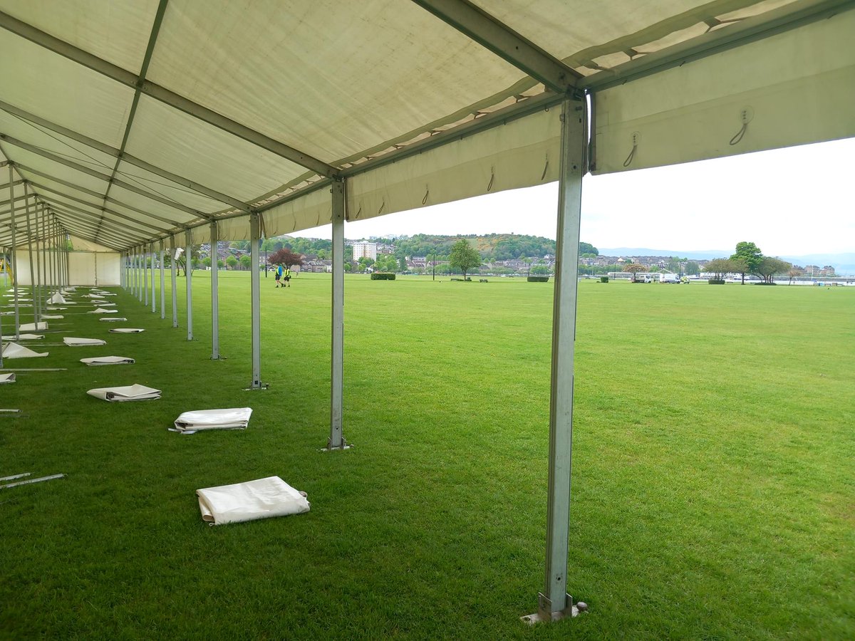 The Gourock Highland Games are nearly here!! Things are taking shape at Battery Park today👇 as the first stands and marquees are starting to be built 😀- are you coming on Sunday? #GHG24 #GourockHighlandGames
