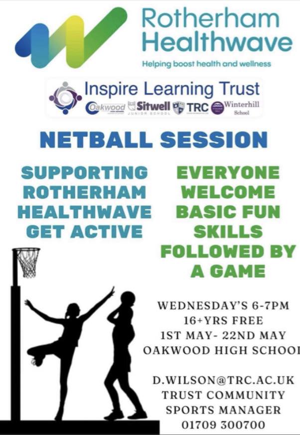 Stag_RosePPG's tweet photo. #wednesdaymotivation #netball with Rotherham Healthwave
Oakwood High School 6pm - 7pm - aged 16+ #FREE
Details below https://t.co/d7RaZq1W01
#netballtraining #netballislife #physicalhealth helps #mentalhealth https://t.co/OCGZE7tnyX