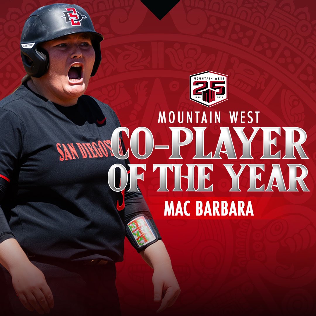 For the second time in three years, @mac_softball31 is the Mountain West Player of the Year! Congrats Mac! #GoAztecs