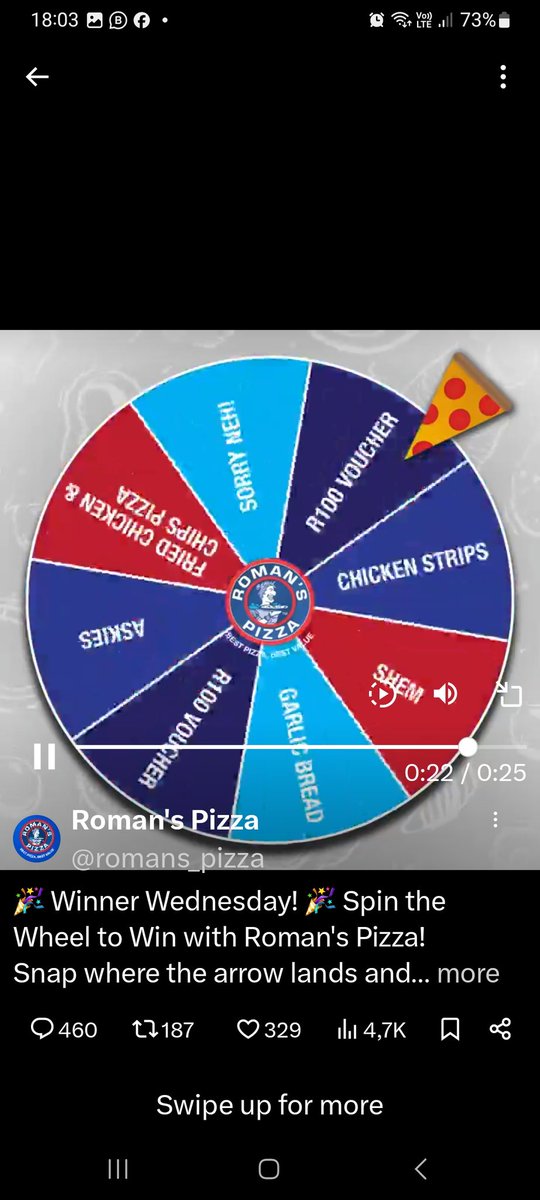 🎉 🎉 
#WinnerWednesday #RomansPizza #SpinTheWheel 🍕