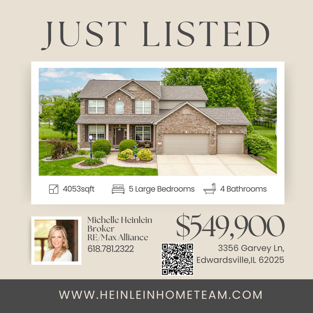 New to the market in #EdwardsvilleIL.  Scan the QR code to see more pix and info. DM or text for a private tour.
#realestate #realtor #HeinleinHomeTeam #remax #homeselling #homebuying #homesforsale #justlisted