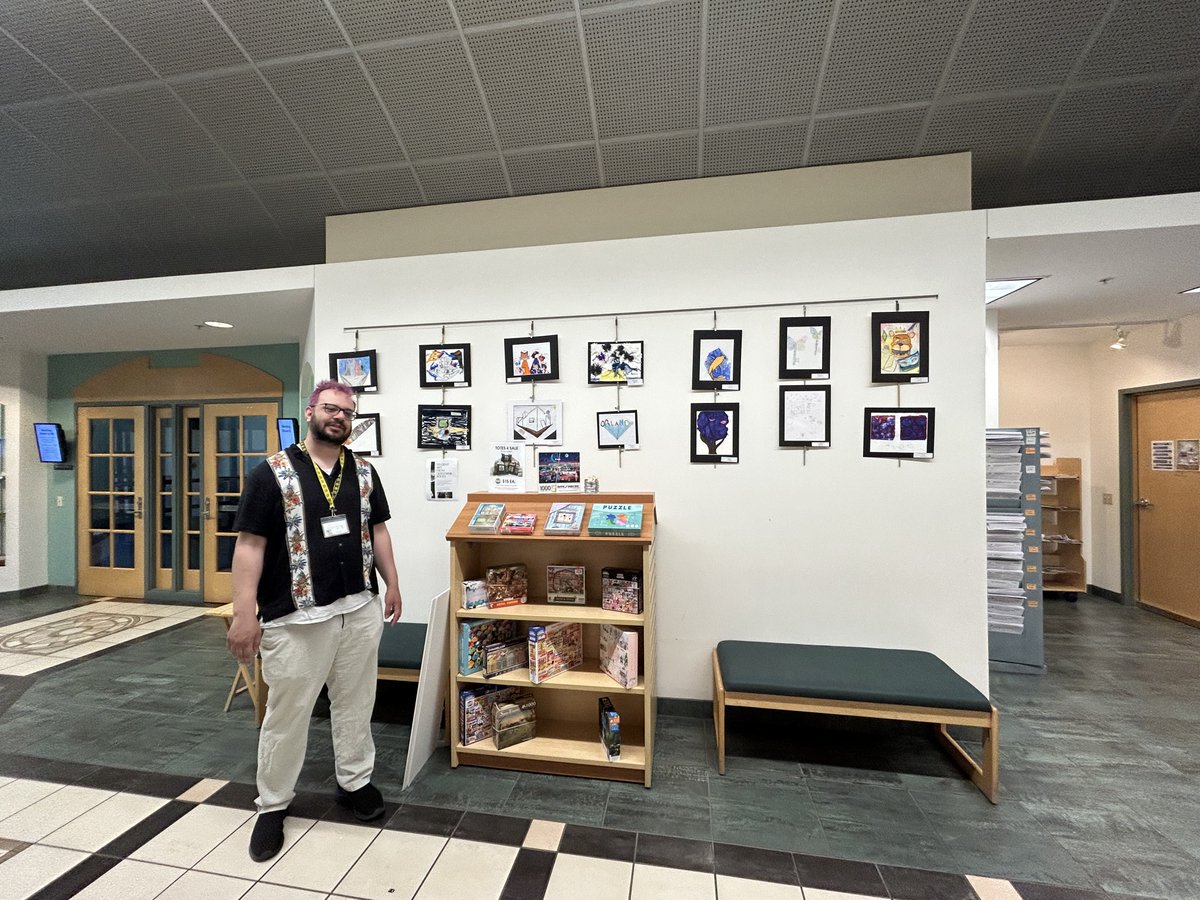 .@QuestarIII #BOCES students from Sackett Educational Center, Rensselaer Academy, and Robert H. Gibson Technical School have art pieces on display at the East Greenbush Library! Thank you to art teacher Ernesto Molina who arranged for them to be on display throughout May.