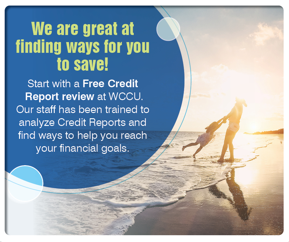 😄 We are great at finding ways for you to save!

👉 Start with a FREE Credit Report review at WCCU. Our staff has been trained to analyze Credit Reports and find ways to help you reach your financial goals.

Let's get started! westerlyccu.com/review

#CreditUnionDifference