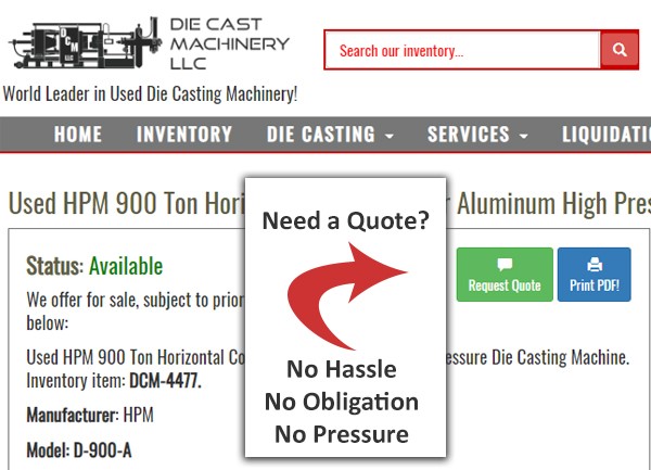 DieCastMachines's tweet image. Our quote system is automatic! On any of the inventory page, click on the Request Quote button and get your quote(s) in 2 minutes or less. 
We Buy &amp;amp; Sell Used Die Casting Machines and Equipment Worldwide!
diecastmachinery.com/used_die_cast_…

#diecasting #machinerydealer #requestquote