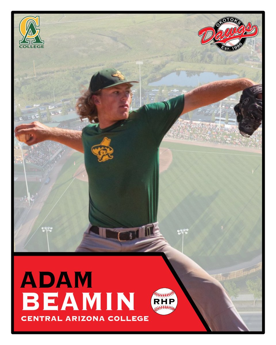 The Dawgs are pleased to announce the signing of Adam Beamin (RHP, Central Arizona College) for the 2024 season. Welcome back to Okotoks, Adam! #dawgs #WCBL #signed #DB9 #JUCO #collegebaseball #collegesummerbaseball