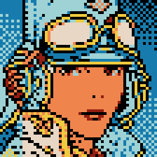 LeandroTok's tweet photo. Small tribute to Moebius - absolute cartoonist legend!

I tried to replicate his art style in the limits of the GBC (three 4-color palettes, one per 8x8 tile) and man, it's hard. Limited the artifacting as much as I could, tho.

This will be the last pixel art tribute in a while. https://t.co/TYfoSOVC0q