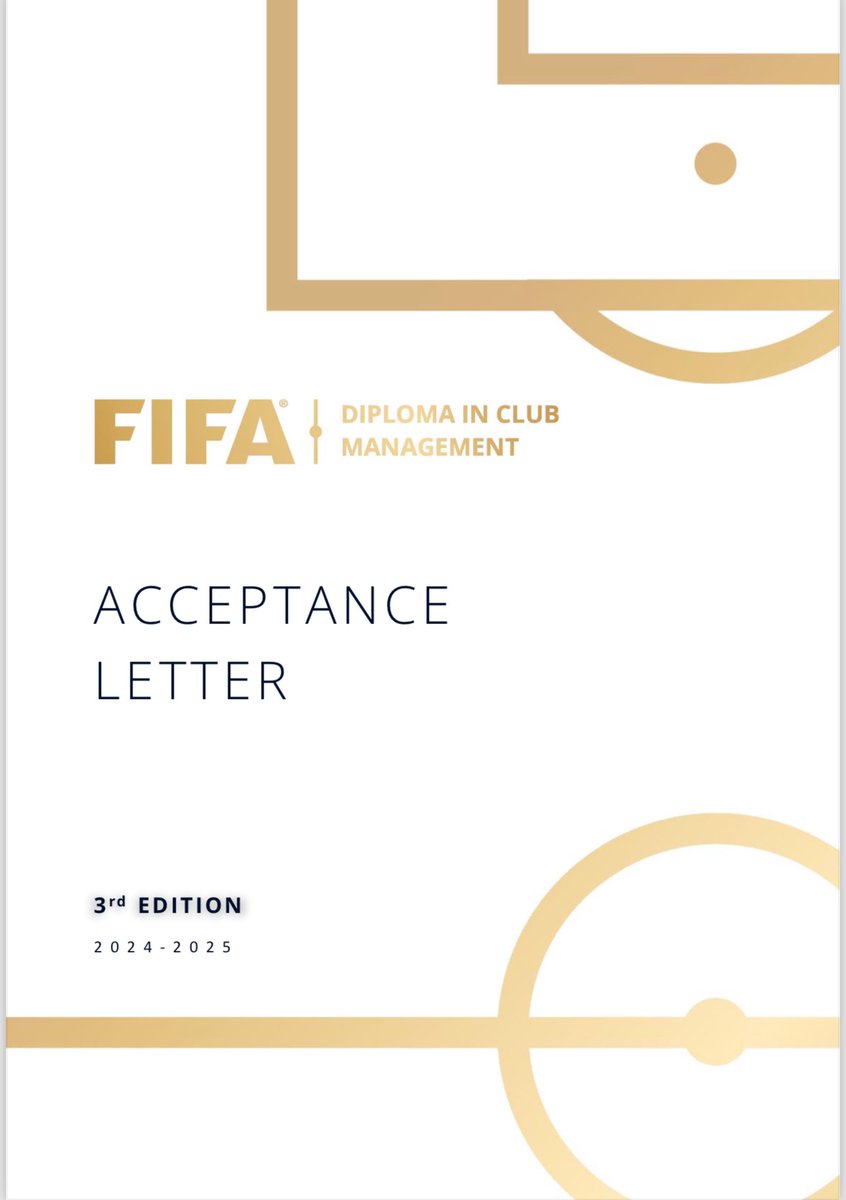 Happy to be selected and looking forward to the #fifadiplomainclubmanagement @FIFAcom