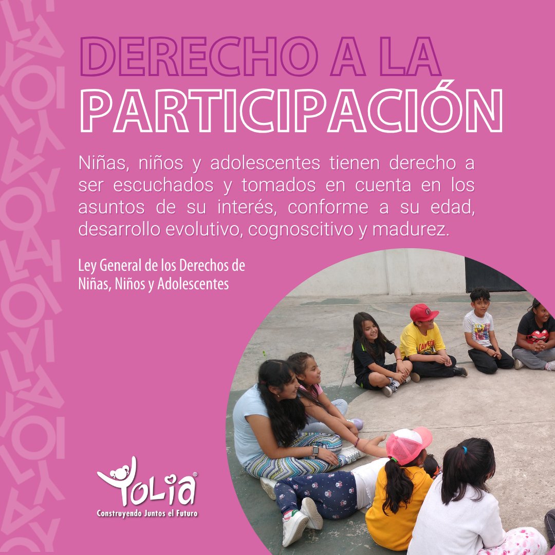 Creemos que las niñas, niños y adolescentes deben ser escuchados con respeto y ser tomados en cuenta en la toma de decisiones, brindándoles seguridad para poder expresarse libremente. 
Yolia | Construyendo juntos el futuro
#DerechosHumanos #Participación #Niñez