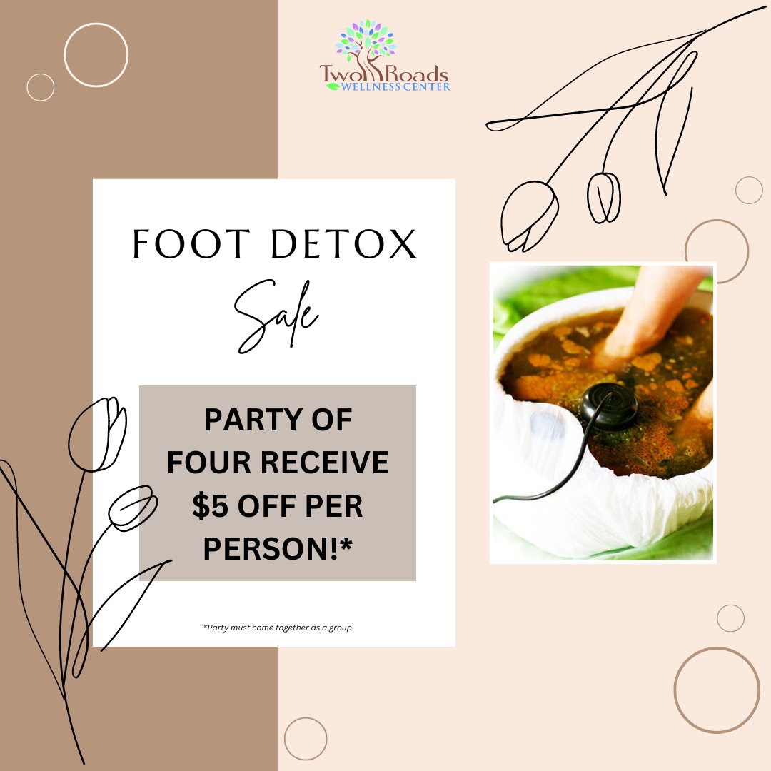 Exciting special! 📣 Dr. Sharee of Natural Essence is offering a group deal on her Ionic Foot Detoxes. Bring three friends and receive $5 off per person! This is a $20 savings total. Perfect for Mother's Day or Father's Day!

#footdetox #ionicfootdetox #special