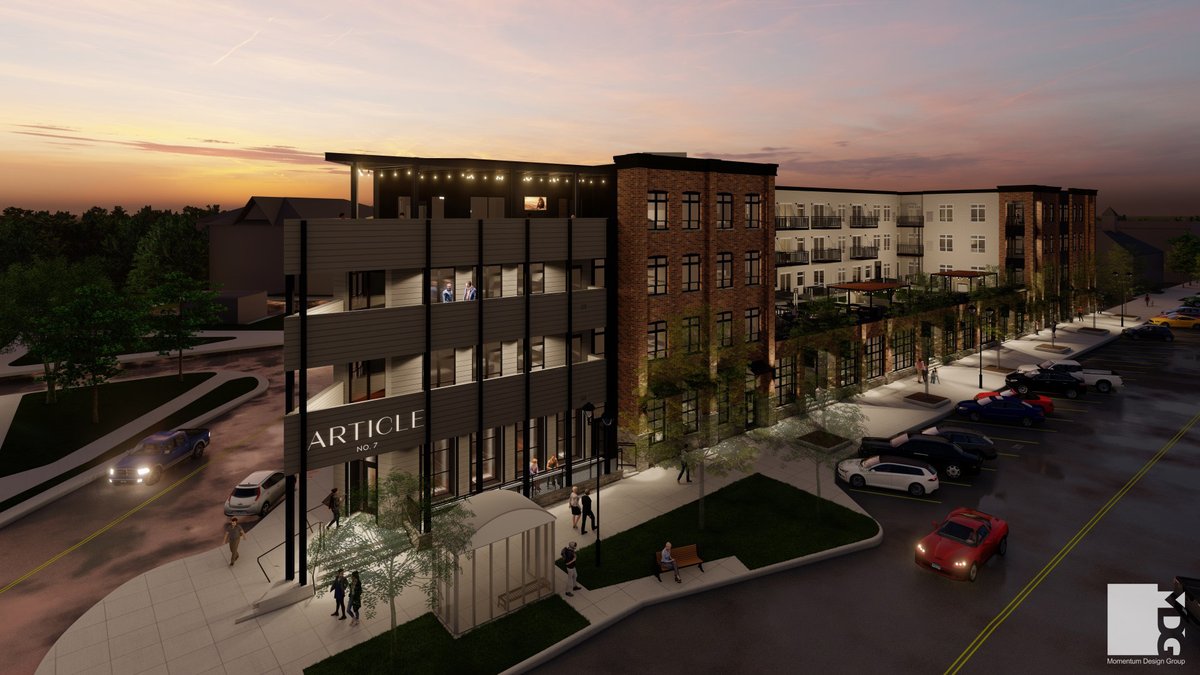 A beautiful nighttime rendering of one of our recent projects, Article No. 7 apartments!  Located in North St. Paul, the 84 unit apartment complex is anticipated to open in Fall of 2024.

#mdgarch #architecture #mnarchitects #design #architects #exteriordesign #facade