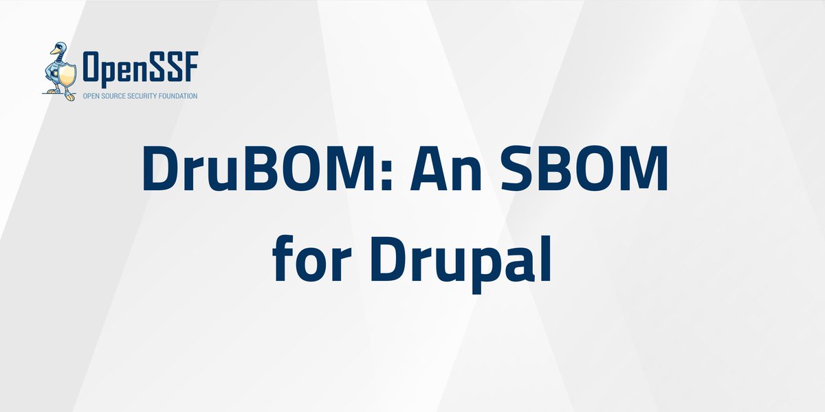 Introducing DruBOM, a Drupal-specific SBOM. 💡 What is DruBOM? 💡 How does it function? 💡 How can you leverage it for your #OSSSecurity needs? Find out all the answers in this guest blog by @edodusi: openssf.org/blog/2024/05/0…
