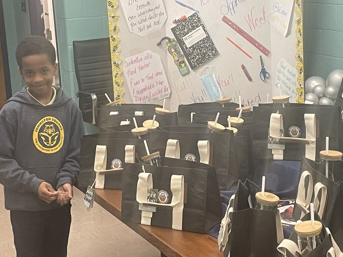This morning we surprised our teachers with new JSE lunch bags, water bottles, and T shirts courtesy of community partners #VictoryHappensonValleyStreet #TeacherAppreciationWeek2024