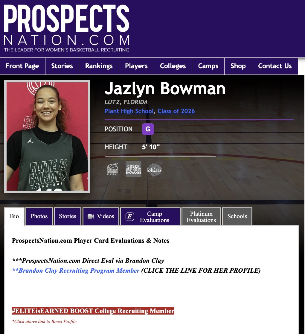 #ELITEisEARNED Boost College Recruiting x @ChrisHansenPSB 2026 5'10 G Jaz Bowman (FL) had a great April. Stetson and Jacksonville are now tracking.