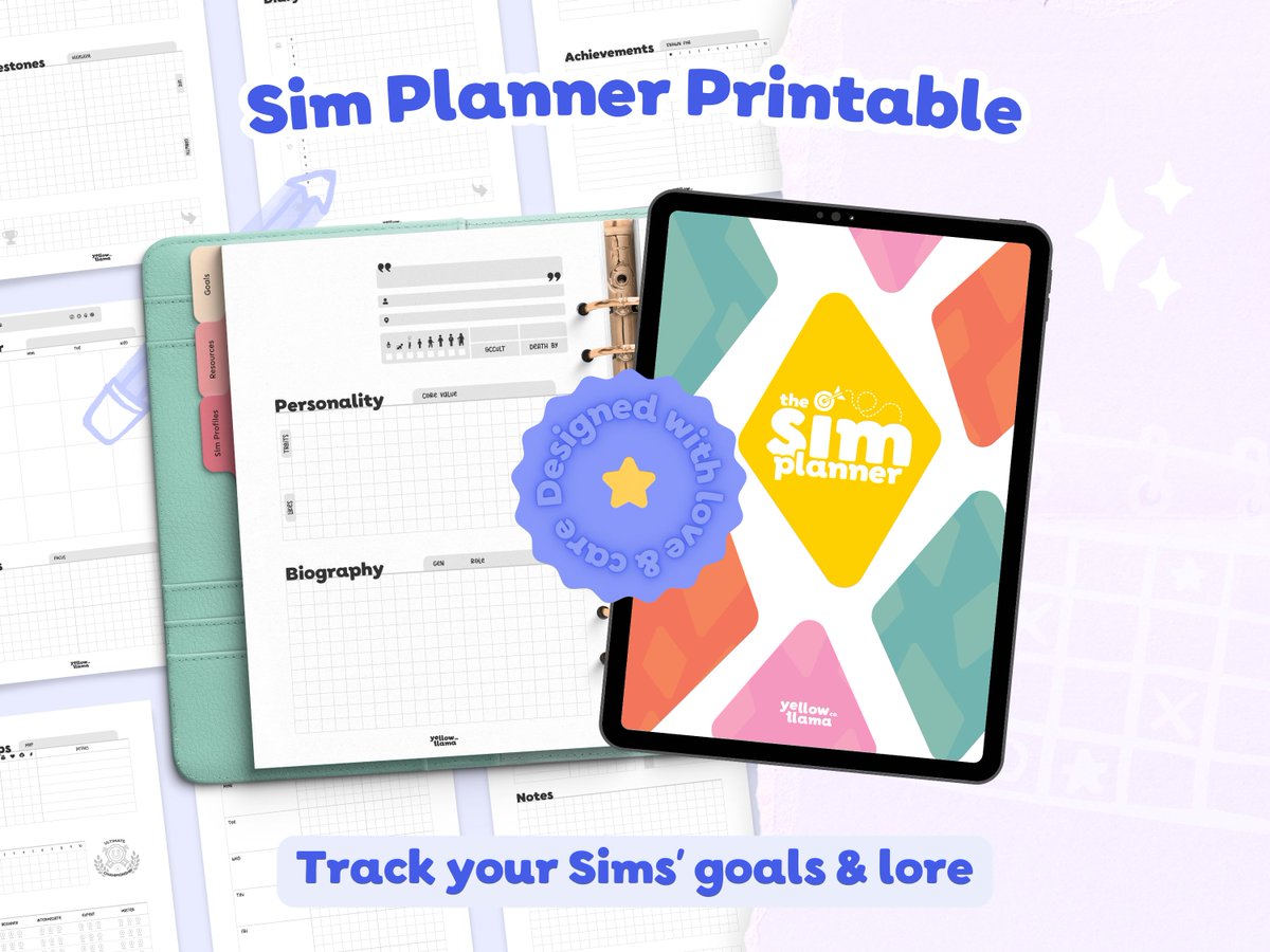 I'm excited to announce that the printable version of the Sim Planner is finally available! 🎉 Took me two years but better late than never. 😅 #sorrytokeepyouwaiting

Share if you want to support my small business. 😊 #blackOwnedBusiness