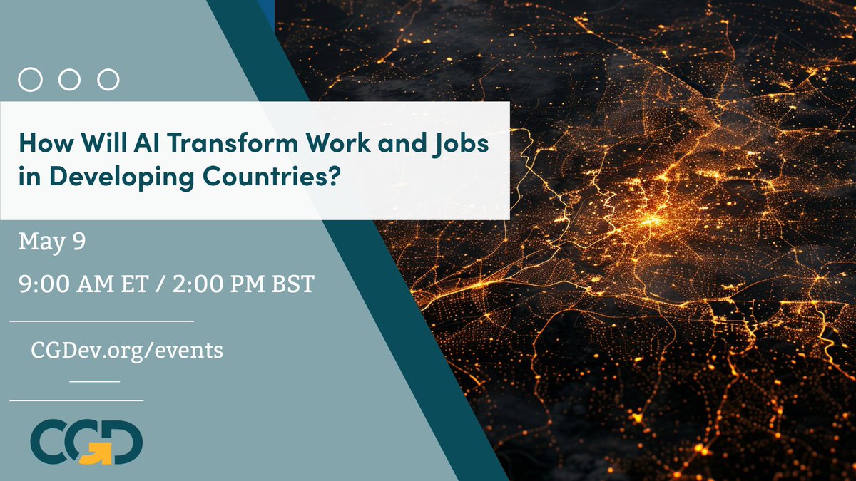 TOMORROW: Join @CGDev for a discussion on @IMFNews' recent report on AI’s impact on the future of work, its effect on labor markets, and more.🌐 Ft: Giovanni Melina, Marina Mendes Tavares, @ajay_shah, @LouiseFox_econ, and Shekhar Shah. RSVP 👇 bit.ly/3w95TUT