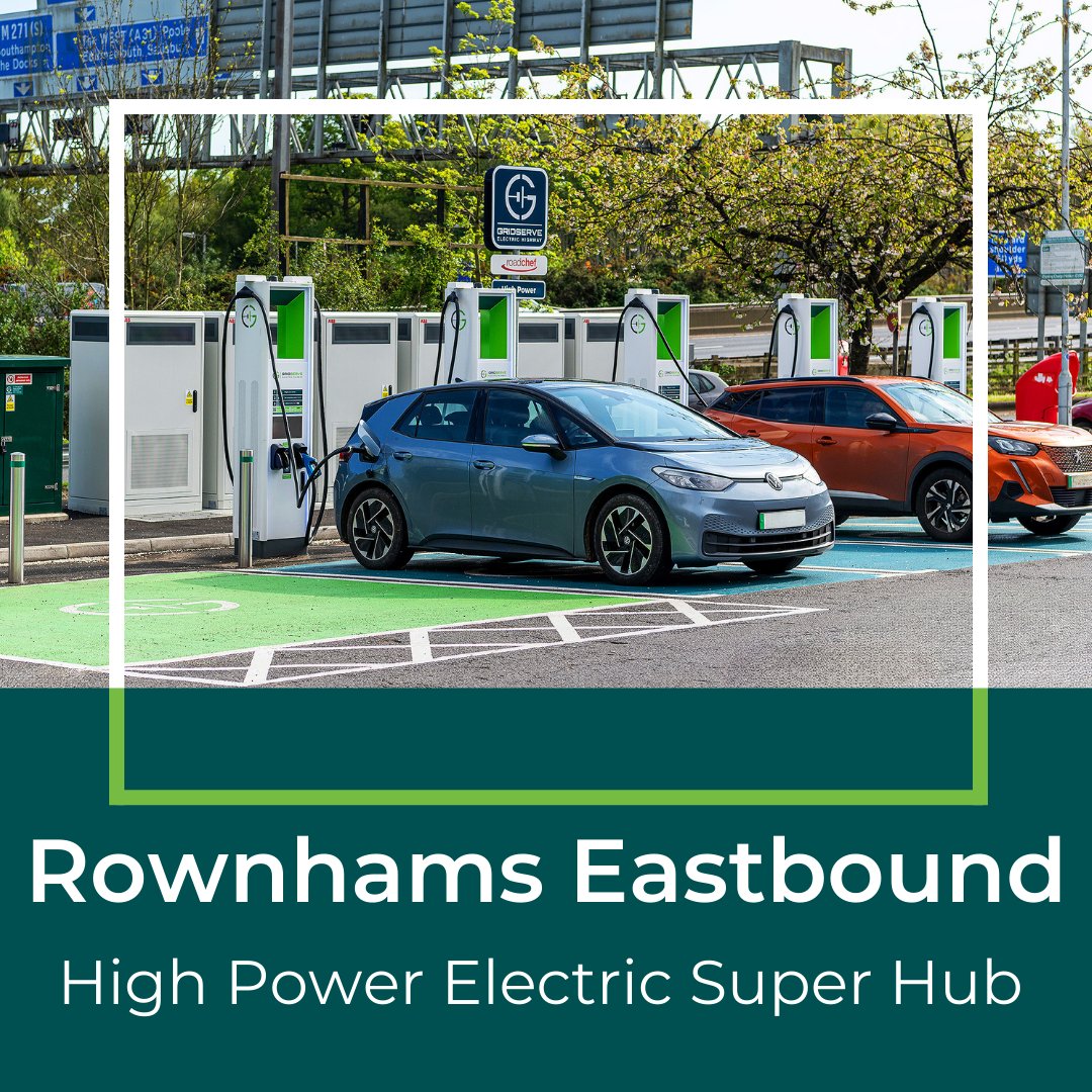 ⚡️Rownhams Eastbound High Power Electric Super Hub⚡️ 6x350kW-capable High Power chargers powered by 100% net zero carbon energy with both CCS and CHAdeMO connectors now available at @Roadchef Rownhams Eastbound. Check out the GRIDSERVE Electric Highway👉 electrichighway.gridserve.com