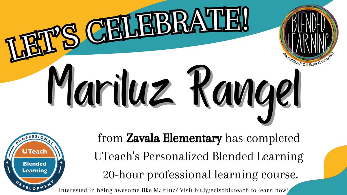 New course completion alert!📣📣📣@EctorCountyISD teacher-leaders took on @UTeachPD’s Personalized BL course! Let’s celebrate their hard work in advocating for #blendedlearning! 🥳 #ECISDblendED #ECISDProud #ECISDblendedleaders @ZavalaMagnet  @TechECISD @ECISD_T2L