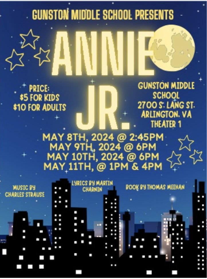 🎭 Don't miss out on @APSGunston production of Annie Jr.! 🌟 Join us for a heartwarming rendition of this beloved classic, directed by the amazing Ms. Danielle Hatcher. Mark your calendars and get ready to be dazzled by our talented students! 📅✨ @APSVirginia