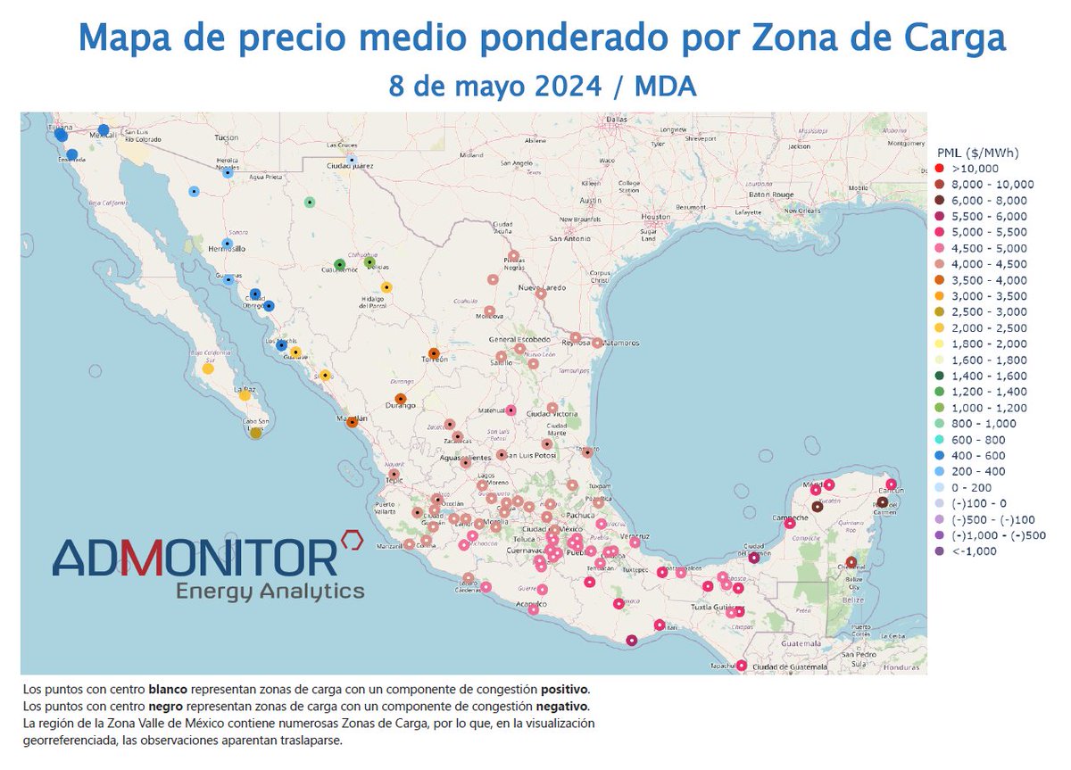 AdmonitorEnergy's tweet photo. #APAGÓN y #PRECIOS •  $15,854/MWh es el #precio ponderado de #energía más alto de este día, localizado en la Zona de Carga #Huatulco a la hora 20. https://t.co/CsAYLgoUCJ