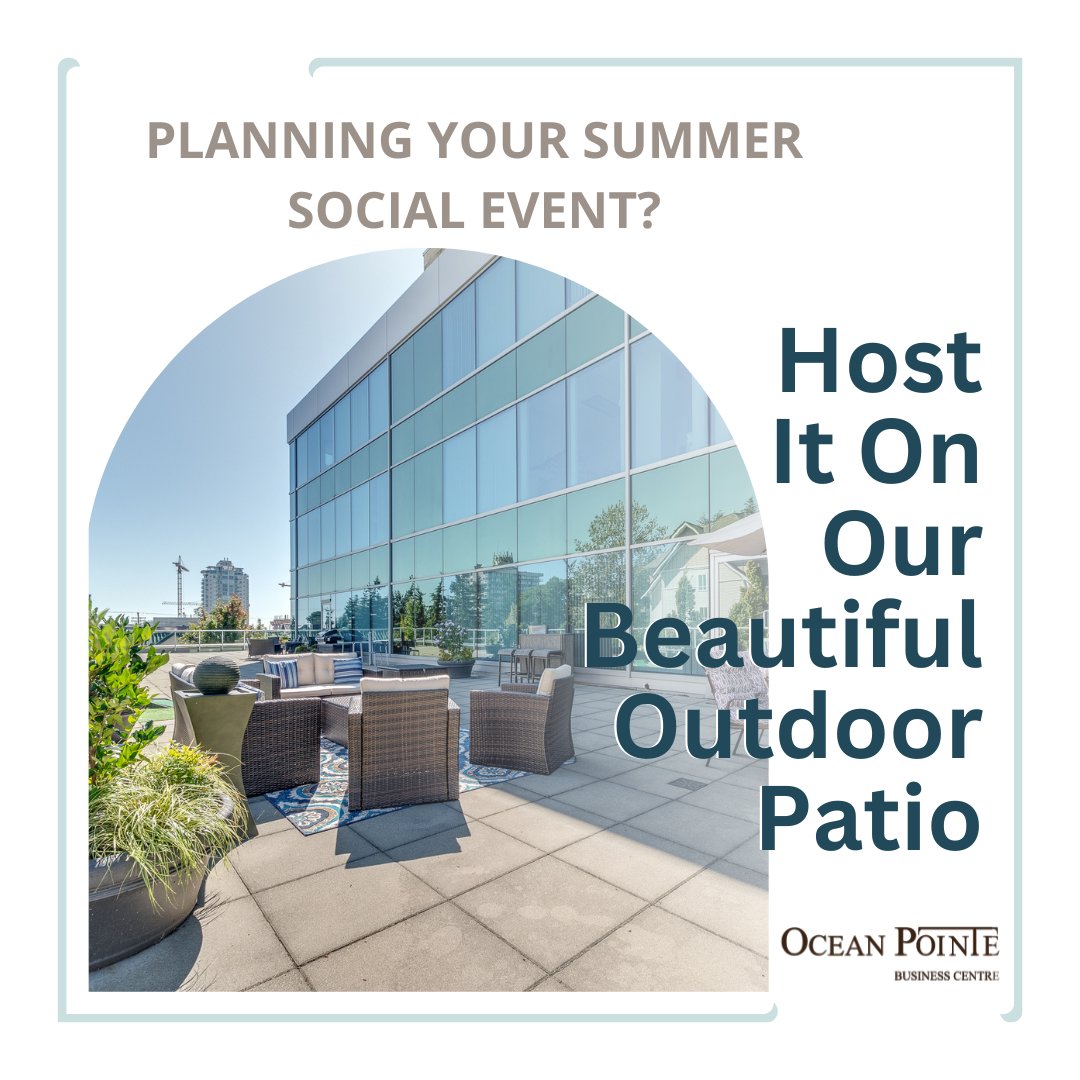 OceanPointeBC's tweet photo. Summer is almost here and our beautiful outdoor patio is ready for your next gathering!

It’s the perfect venue to host your next client event or a get-together for staff and colleagues. And with a guest capacity of 50 people – you’ll have plenty of room to invite everyone! https://t.co/KSM9sERNsD