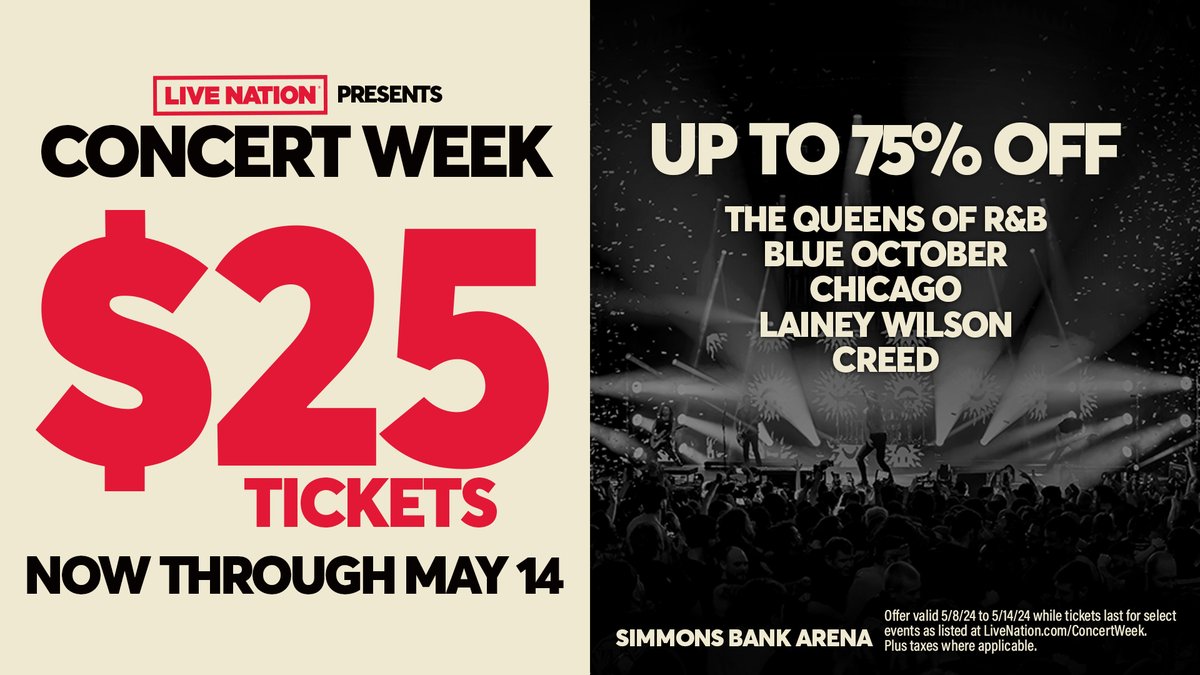 🚨🎉 Concert Week is HERE! Grab your $25 tickets now through May 14th to over 5,000 shows through the rest of the year. 🔗 livemu.sc/3Kc258N