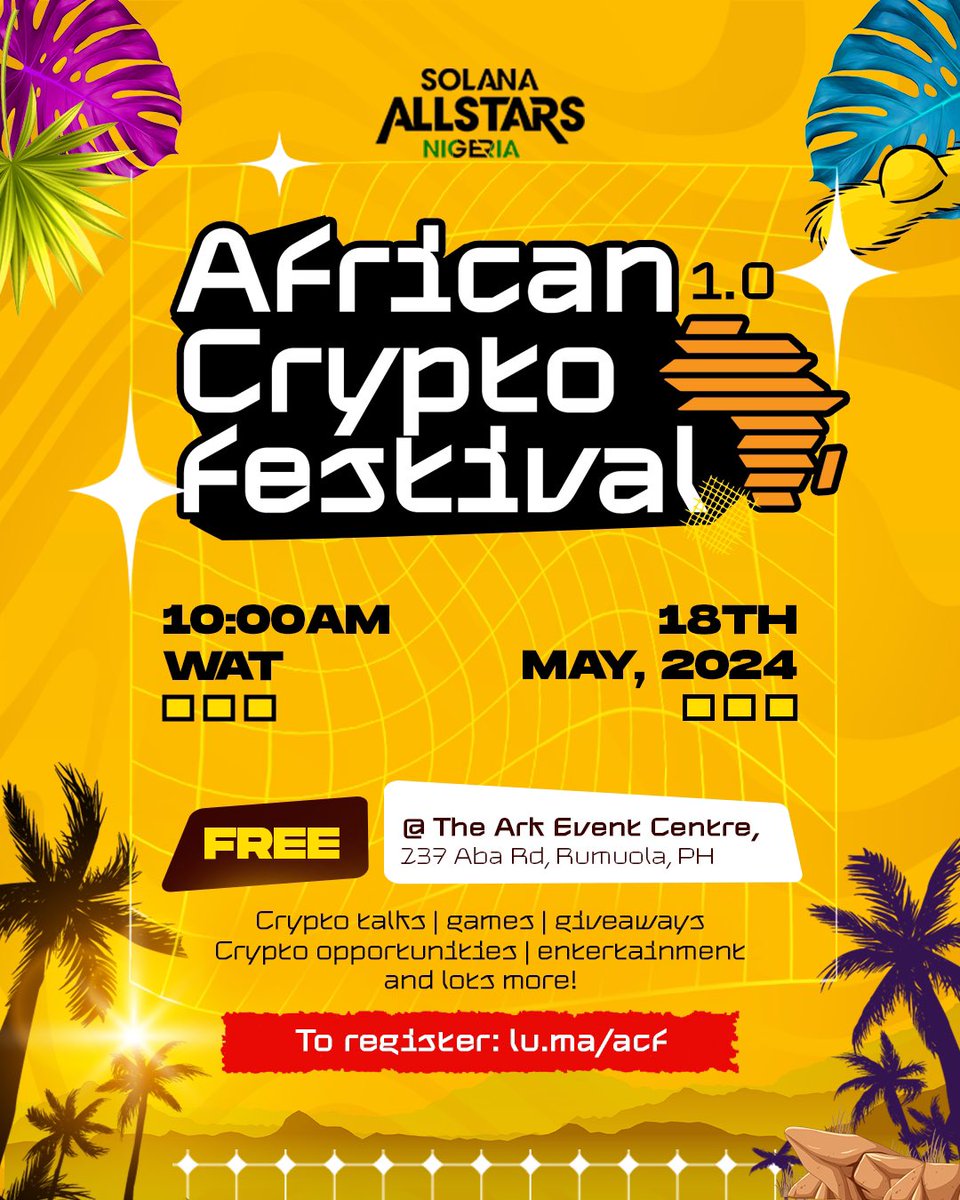 @AllstarsNG The inaugural African Crypto Festival in Portharcourt, Rivers State, is not merely an event,it is a testament to the limitless potential of African innovation. As the festival draws closer, its spirit lives on,igniting a spark of inspiration that will illuminate the path.
#ACF24