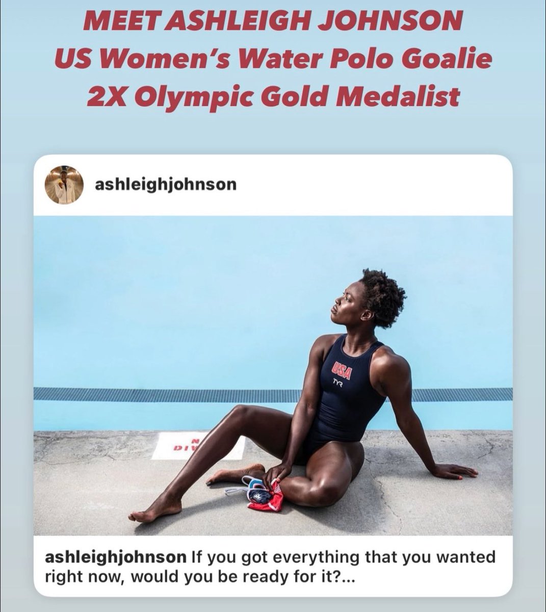 Meet the Women’s Olympic Water Polo Team. 

This is ASHLEIGH JOHNSON, goal keeper and 2X Olympic Medalist. 

#KnowTheirNames #TeamUSA