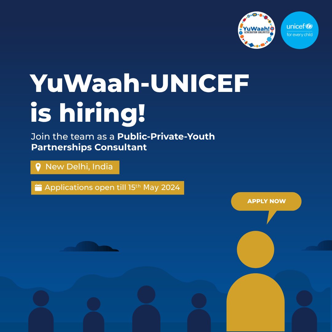 🌟 Pro at managing partnerships? Join #YuWaah, @UNICEFIndia!  Work with public, private, youth partners to adapt skilling and leadership solutions for the most underserved communities. Be part of the change, be part of YuWaah! 🙌 Apply before 15 May. 🔗jobs.unicef.org/cw/en-us/job/5…