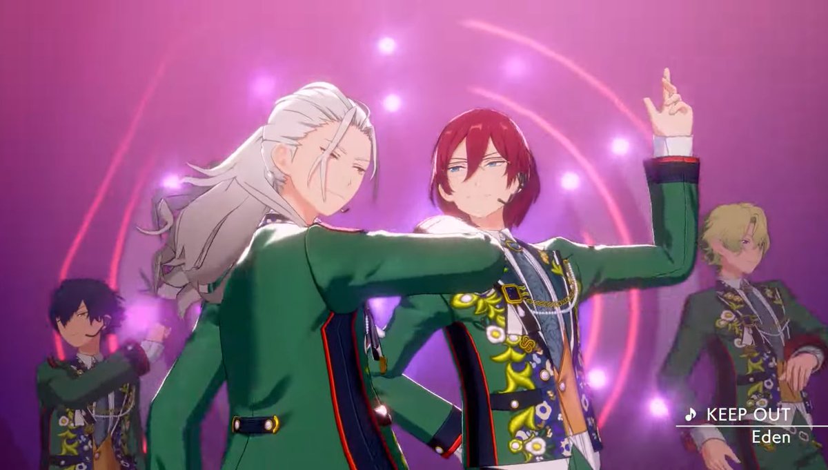 Adam went from separated of above and below, to stand side by side, to let ibara hold Nagisa's hand to guide him around and now outright flirting on stage... I guess two years was enough to let them touch each other kn stage ☺️ so when will you two kiss officially?