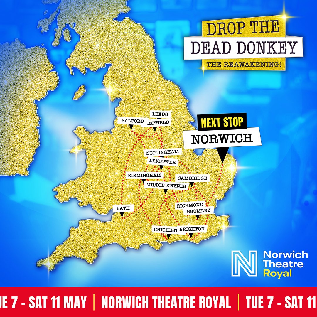 This week we’re playing at @NorwichTheatre until Saturday 11 May! 📺 Book your tickets now at dropdeaddonkey.co.uk ✨ #DropTheDeadDonkey