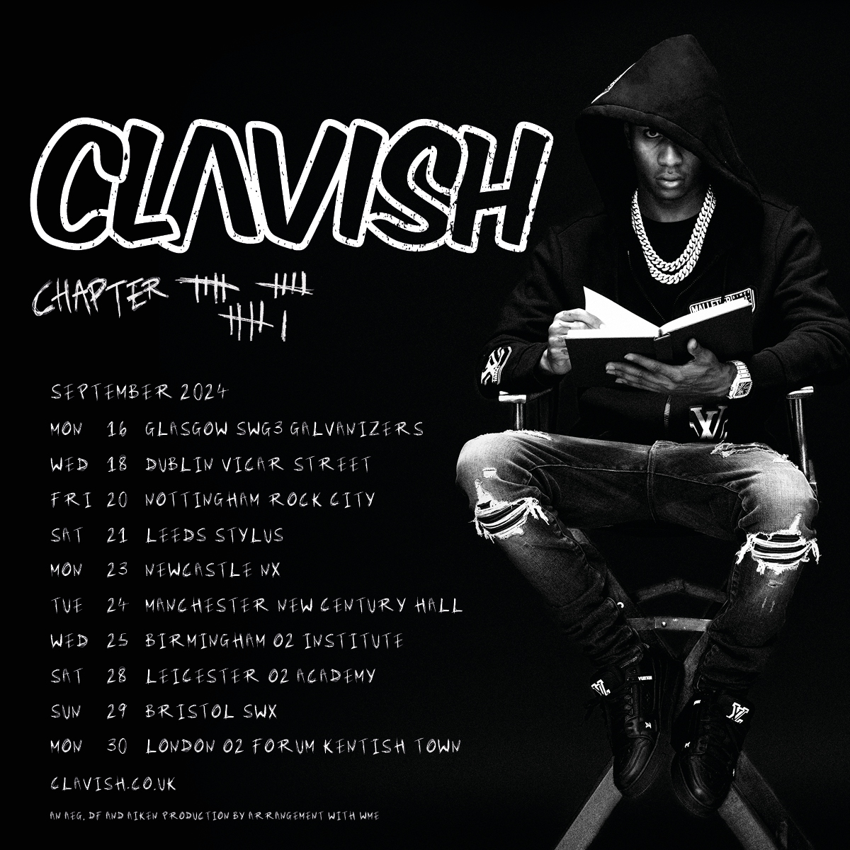 With his new mixtape 'Chapter 16' due for release next week, breakthrough rapper @clavish has announced a UK and Irish tour! Tickets go on sale at 10am tomorrow - don't miss out: gigseekr.com/uk/en/concerts…
