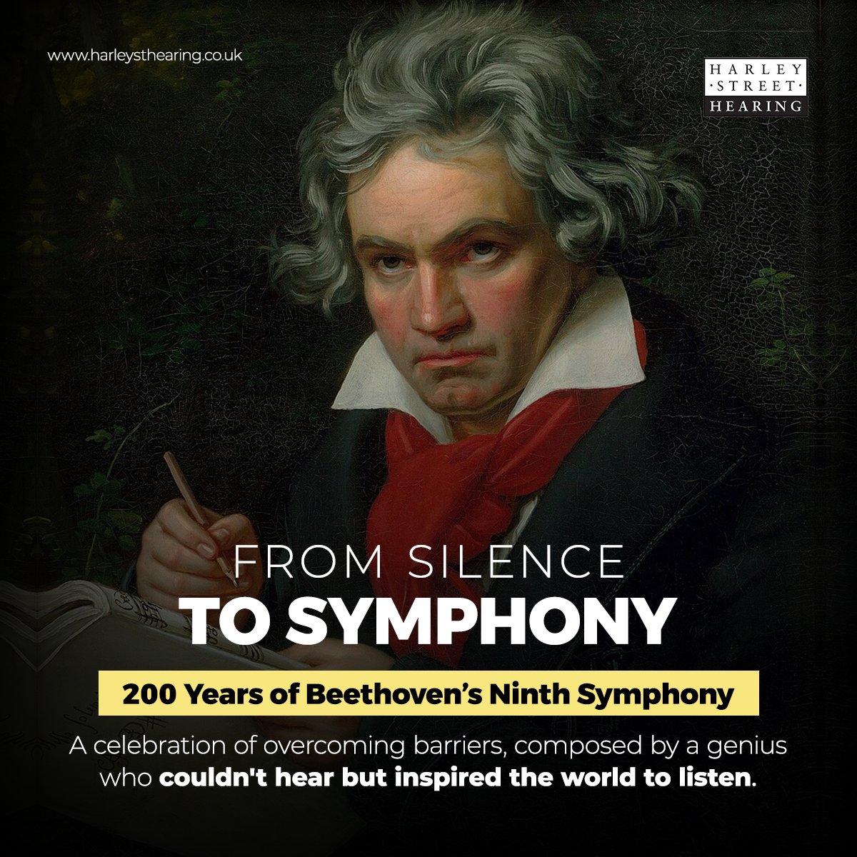 As we mark 200 years of Beethoven’s Ninth Symphony during Deaf Awareness Week, let's honour every note and nuance as a tribute to overcoming adversity and the resilience of the deaf community.

#HarleyStHearing #DAW #DeafAwarenessWeek #BeethovenNinthSymphony #MusicalGenius